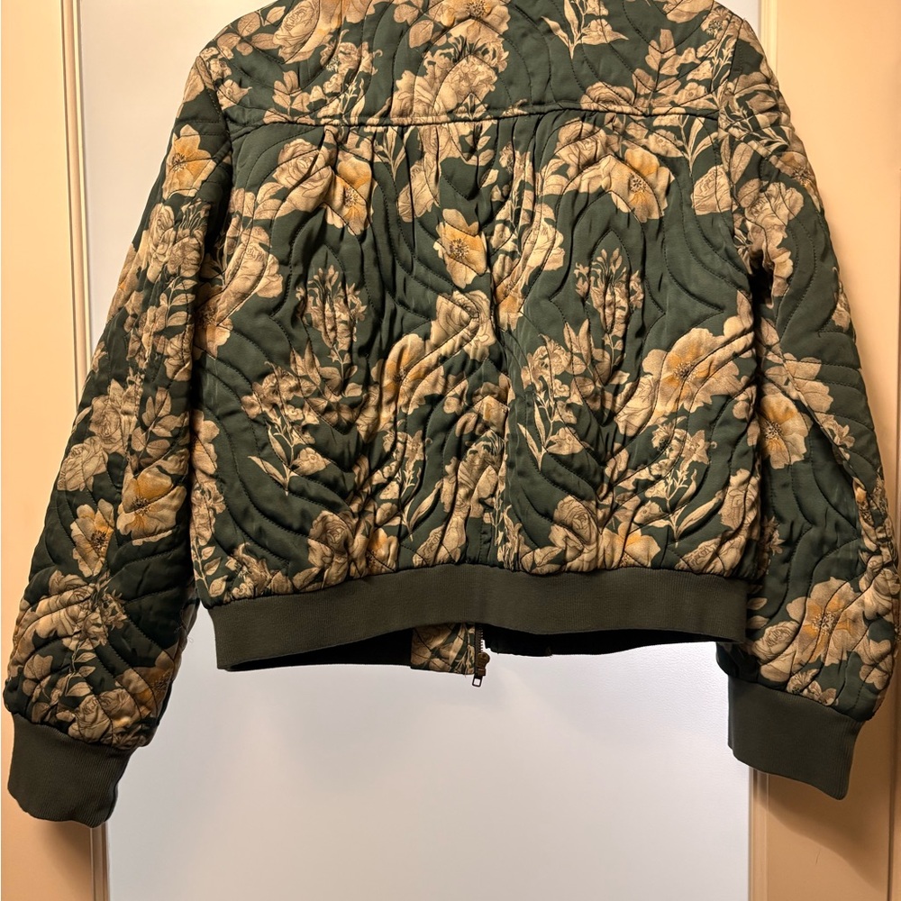 Elan Green Floral Bomber Jacket - Picture 2 of 3
